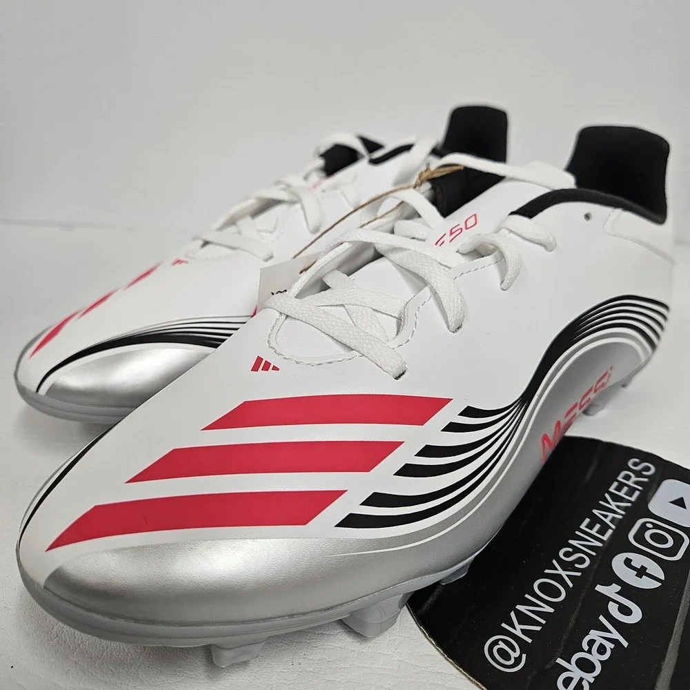 Adidas F50 Messi Club FG/MG Soccer Cleats White/Silver JP7443 Men's Size 10